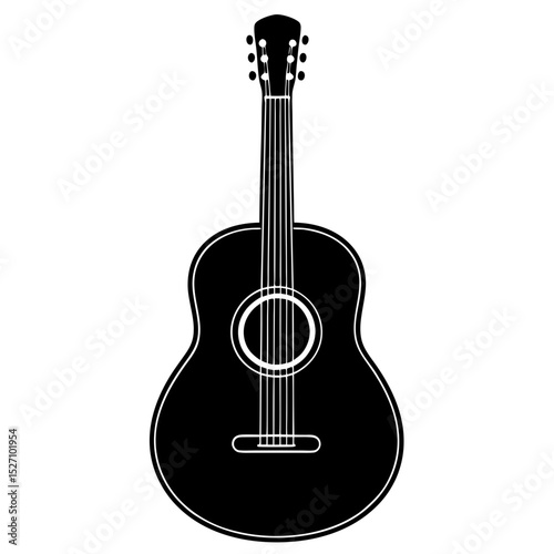 Acoustic guitar silhouette black and white