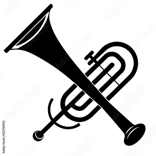 Crossed trumpets musical instrument graphic