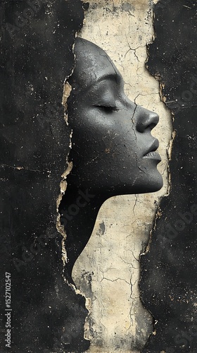 Textured Handmade Collage Using Torn Painted Paper Fabric Overlays and Distressed Background Effects for Conceptual Artwork