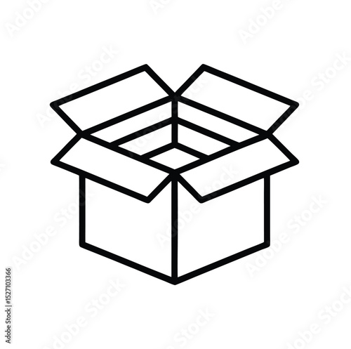 open box outline icon on white background, open box outline icon , carton box icon