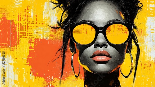 Trendy Vibrant Fashion Themed Artwork With Generative Composition Collage of Portrait and Abstract Layers for Modern Lifestyle Presentation