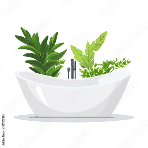 Bathtub 2D flat vector illustration, isolated on a white background.