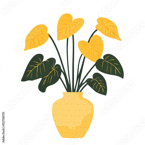 A Yellow Archangel In A Vase illustration vector 2D flat, isolated on a white background.