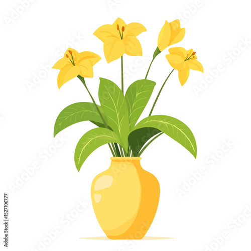 2D flat A Yellow Archangel In A Vase illustration vector, isolated on a white background.