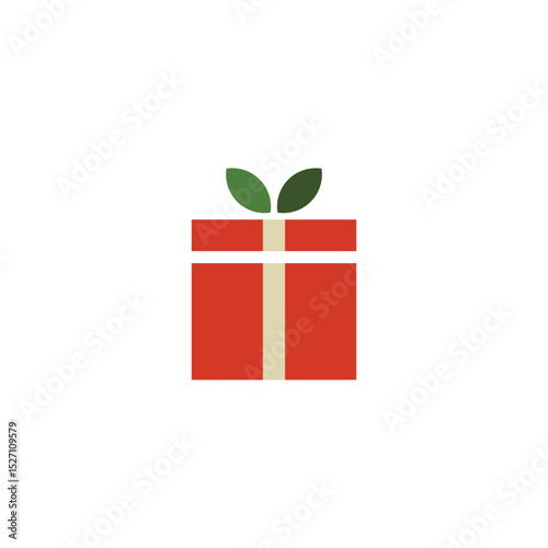 Logo or icon gift box with leaf