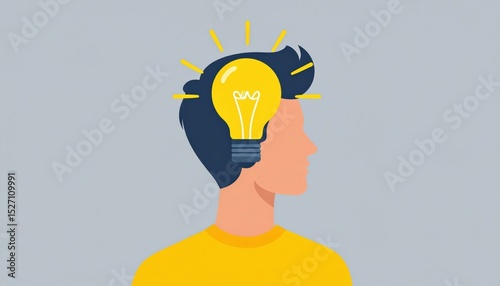 Profile Of Man With Lightbulb Above Head