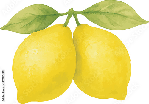 Watercolor Lemon Illustration – Hand Painted Citrus Fruit Clipart on White Background | Generative AI