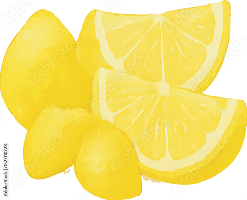 Watercolor Lemon Illustration – Hand Painted Citrus Fruit Clipart on White Background | Generative AI