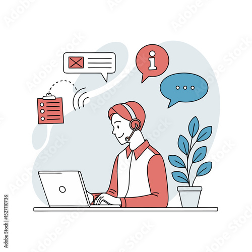 Customer Service Representative with Headset