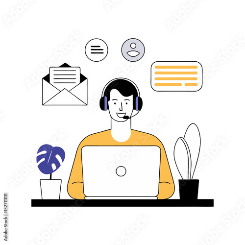 Customer Service Representative with Headset