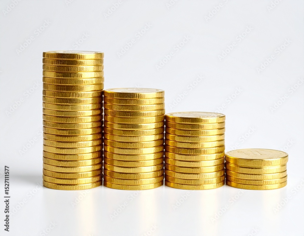 Gold Coins Stack white background Gold Coins Stack white background