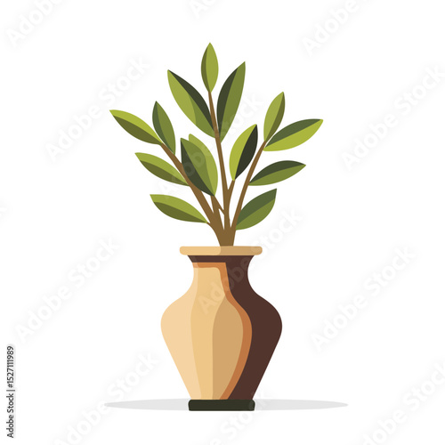 A Solomons Seal In A Vase 2D flat vector illustration, isolated on a white background.