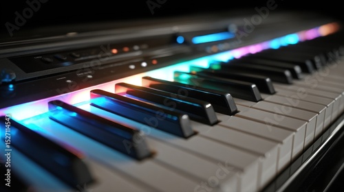 Colorful illuminated piano keyboard