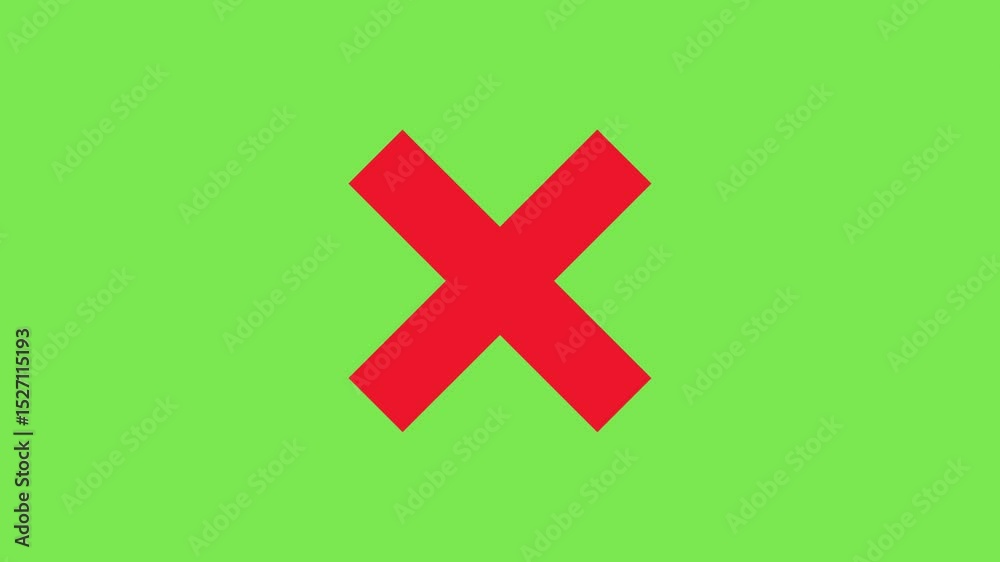 Animation of a red x shape diagonal cross. Location designation. Prohibition of movement. Error.