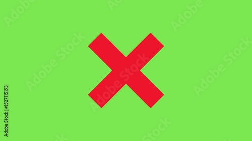 Animation of a red x shape diagonal cross. Location designation. Prohibition of movement. Error.