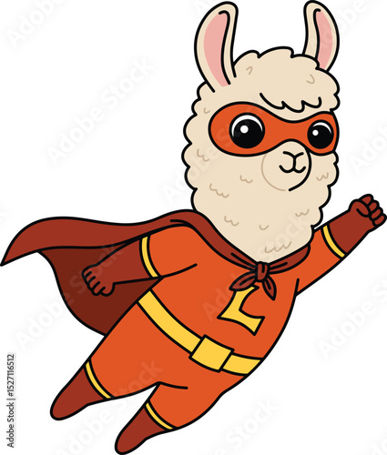 Superhero Llama Soaring Through the Sky