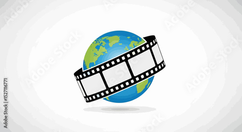 Global Cinema Film Reel Encircling Earth