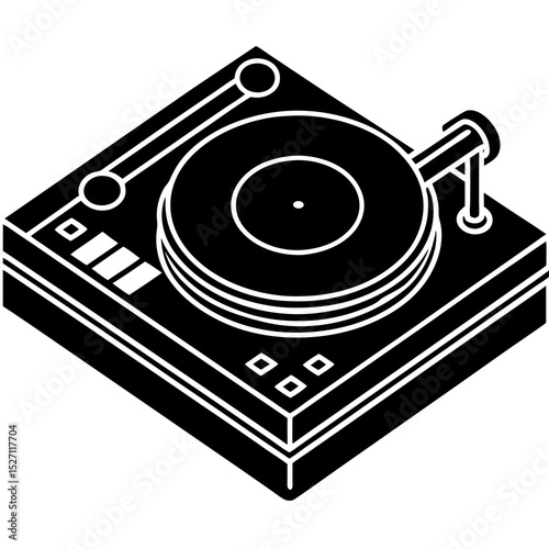 Isometric illustration of a vintage turntable