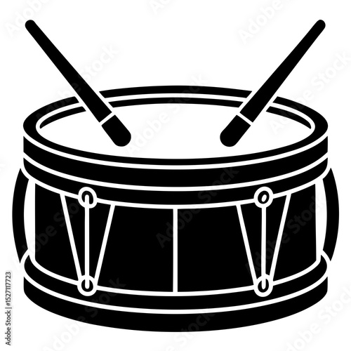 Black and white illustration of a snare drum