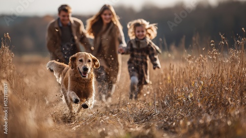 Energetic dog running freely through a lush green field with joy and excitement under the clear sky