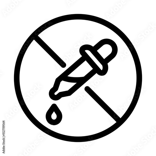 no artificial flavor added icon with crossed eye dropper symbol