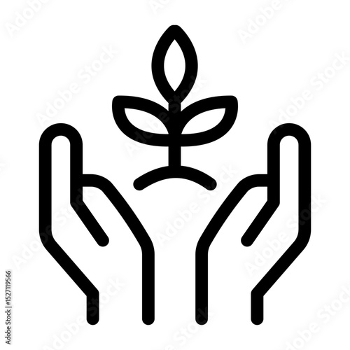 eco friendly label icon hands holding plant nature sustainable