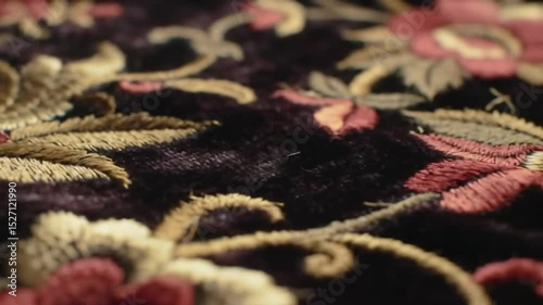 Embroidered Floral Velvet: Intricate Textile Design