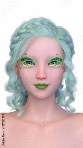 女性の顔アップ　3DCGレンダリング