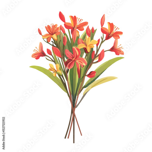 2D flat A Kangaroo Paw Bouquet vector illustration, isolated on a white background.