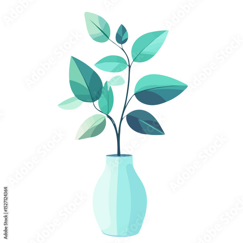 2D flat A Jade Vine Flower In A Vase vector illustration, isolated on a white background.