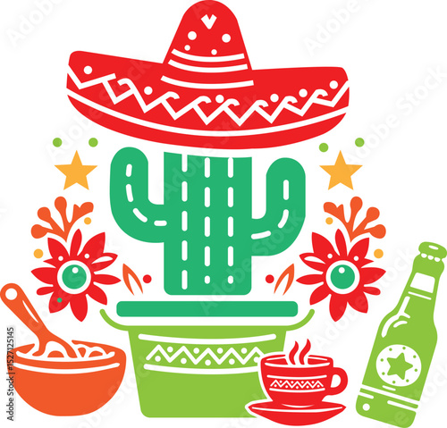 Cactus tree and mexican hat