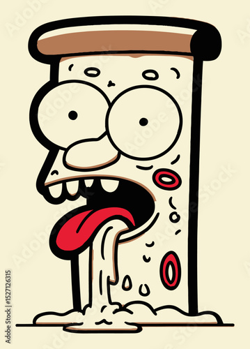 Fun Hand-Drawn Cartoon Character with Exaggerated Expressions and Features
