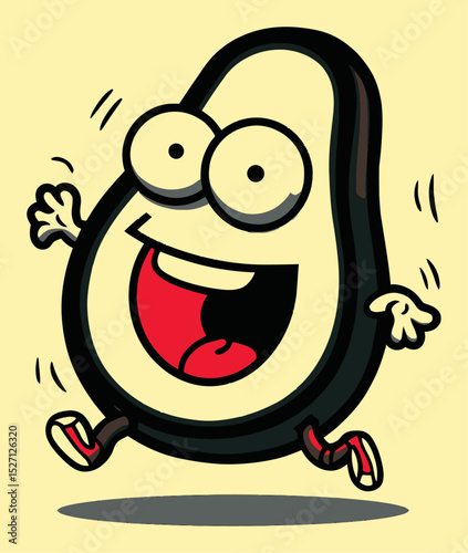 Playful Hand-Drawn Avocado Character in Vector Illustration Style