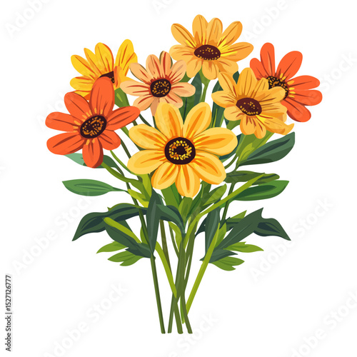 2D flat A Gazania Bouquet illustration vector, isolated on a white background.