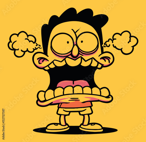 Colorful Hand-Drawn Cartoon Character with Exaggerated Expression