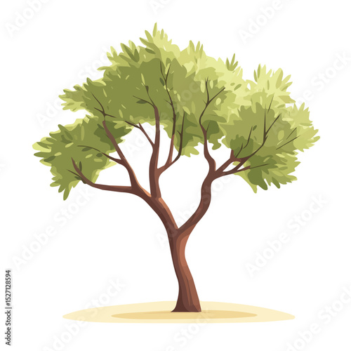 A Desert Willow Tree vector 2D flat illustration, isolated on a white background.