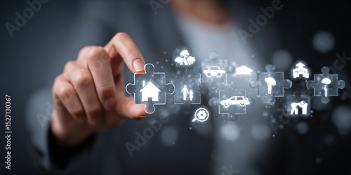 Innovation and Connection: Close-up of Digital Puzzle Assembly generativa IA