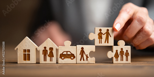 The Concept of Smart Mobility: Hand Completing Puzzle of Car and House generativa IA