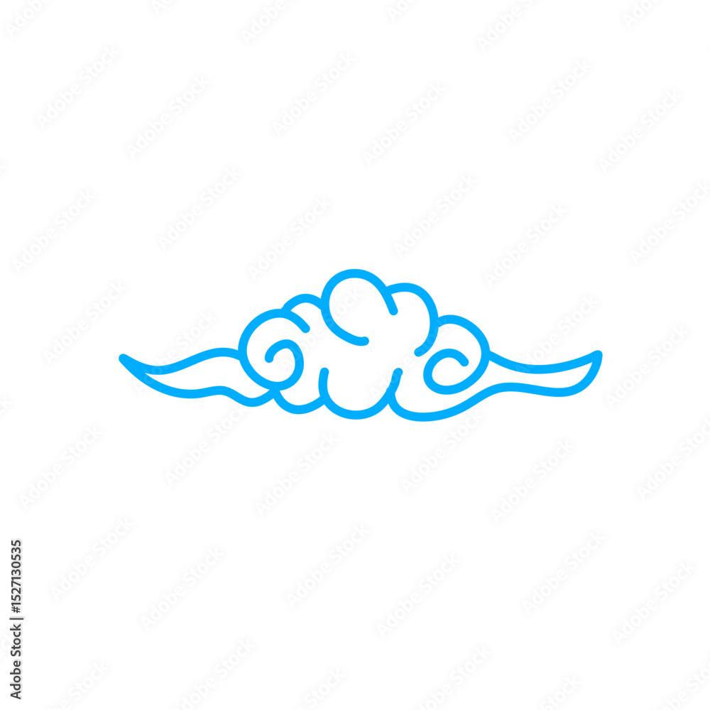 Fototapeta premium Blue doodle cartoon cloud 