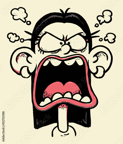 Angry Character Illustration in Hand-Drawn Style with Vector Art Elements