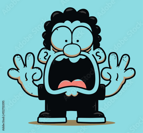 Hand Drawn Vector Illustration of a Shocked Cartoon Character Design