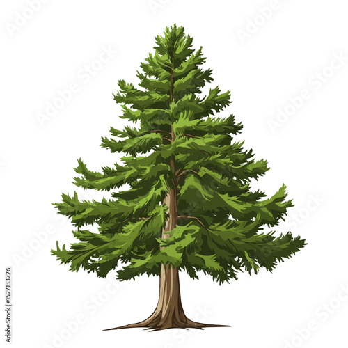 2D flat A Bald Cypress Tree illustration vector, isolated on a white background.