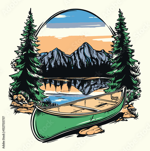 Serene Canoe Adventure in Nature's Peaceful Wilderness Landscape