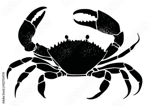 Detailed Hand-Drawn Silhouette of a Crab in Elegant Black Design