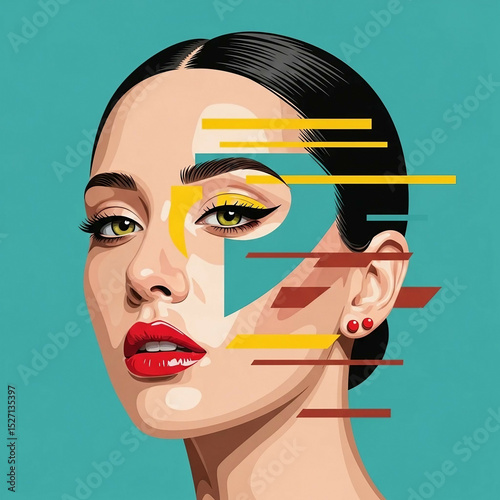 Colorful abstract portrait of a beautiful woman.	