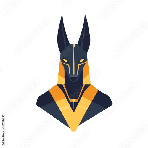 2D flat Anubis Egyptian Mythology illustration vector, isolated on a white background.