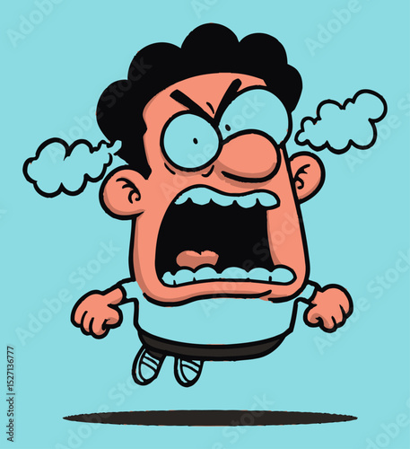 Expressive Hand-Drawn Illustration of an Angry Cartoon Character