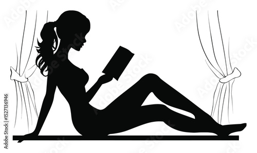 Elegant Silhouette of a Woman Reading in a Cozy Indoor Setting