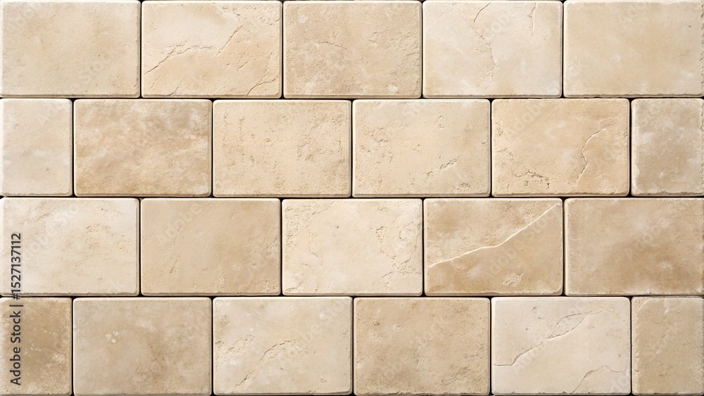 Naklejka premium Beige Square Stone Tile Texture Background, stone wall texture