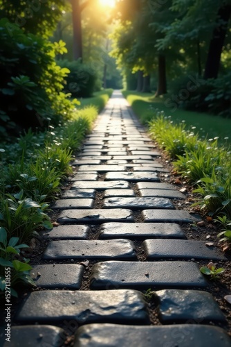 Alternating black and white brick pathway, classic style , traditional, building, pattern